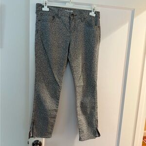 Gray Patterned Jeans with Side Slits